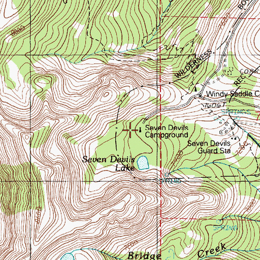 Topographic Map of Seven Devils Campground, ID