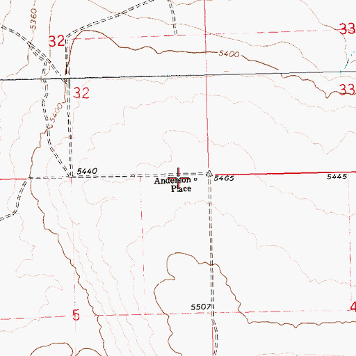 Topographic Map of Anderson Place, ID