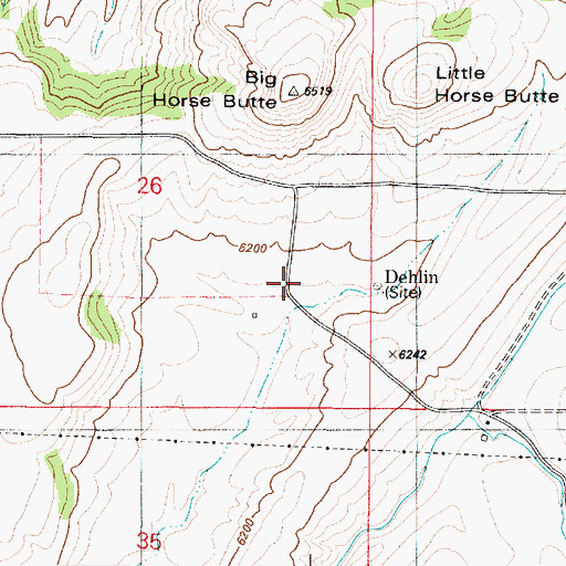 Topographic Map of Dehlin, ID