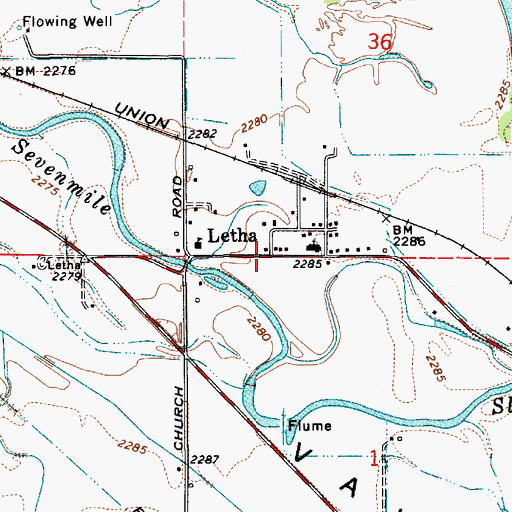 Topographic Map of Letha, ID