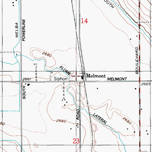 Topographic Map of Melmont, ID