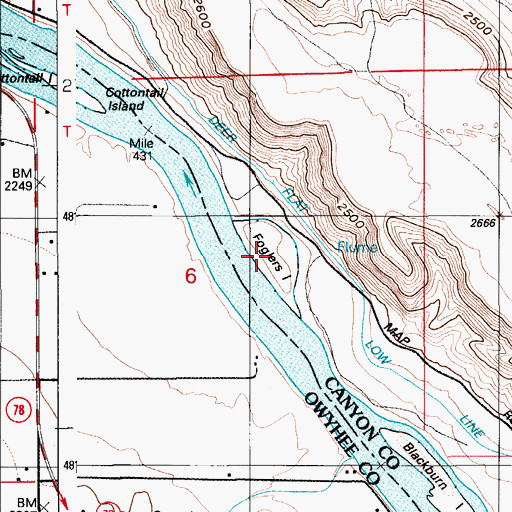 Topographic Map of Foglers Island, ID
