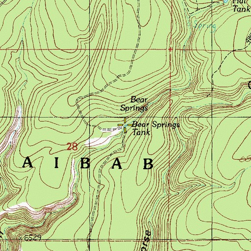 Topographic Map of Bear Springs Tank, AZ