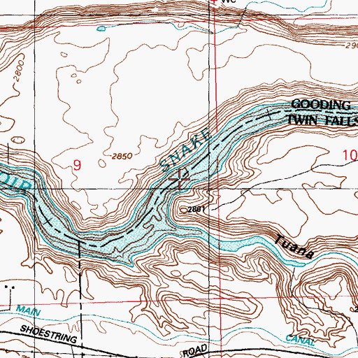 Topographic Map of Bliss Reservoir, ID