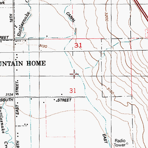 Topographic Map of East Side Canal, ID