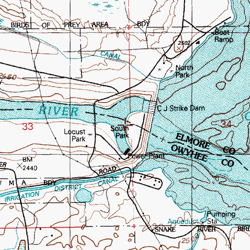 Topographic Map of South Park, ID