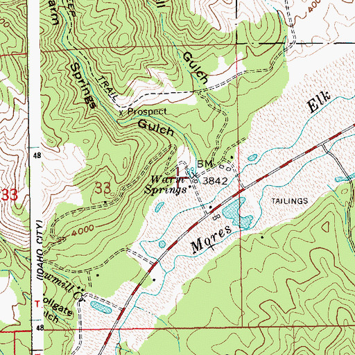Topographic Map of Warm Springs Gulch, ID
