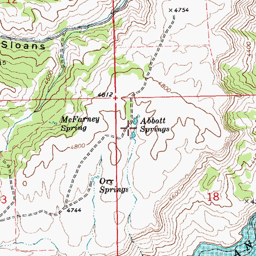 Topographic Map of Abbott Springs, ID