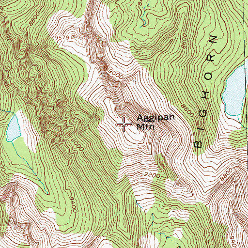 Topographic Map of Aggipah Mountain, ID