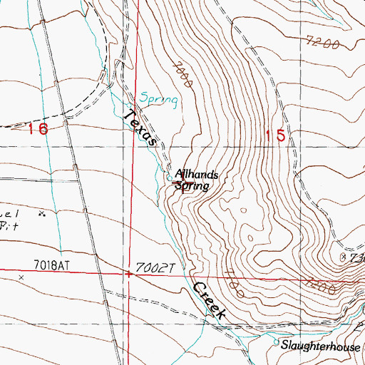 Topographic Map of Alhands Spring, ID