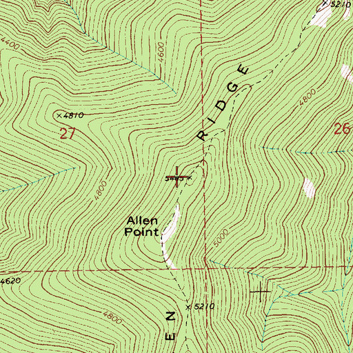 Topographic Map of Allen Ridge, ID