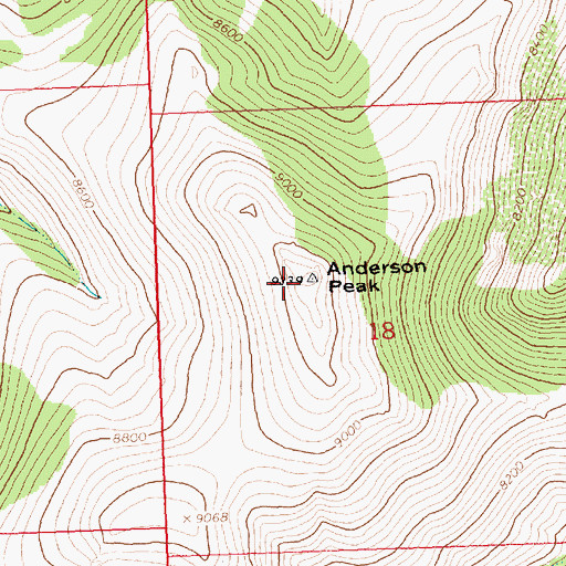 Topographic Map of Anderson Peak, ID