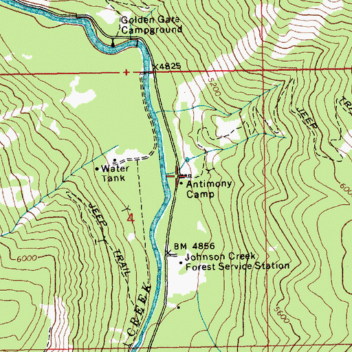 Topographic Map of Antimony Camp, ID