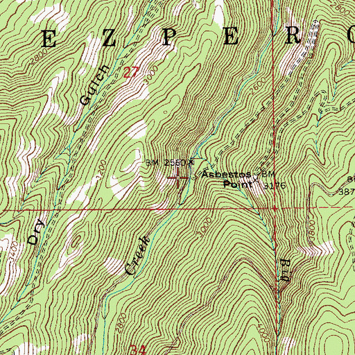 Topographic Map of Asbestos Point, ID