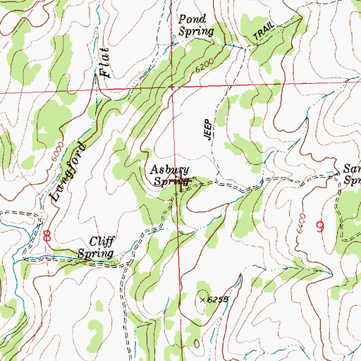 Topographic Map of Ashbury Spring, ID