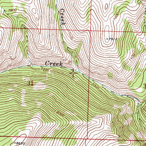 Topographic Map of Aspen Creek, ID