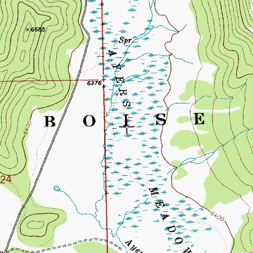 Topographic Map of Ayers Meadows, ID