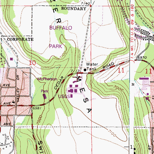 Topographic Map of Buffalo Park, AZ