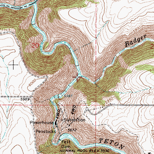 Topographic Map of Badger Creek, ID