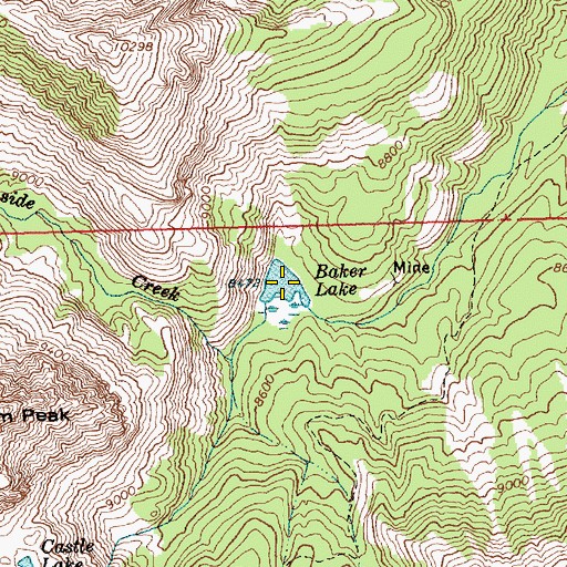 Topographic Map of Baker Lake, ID