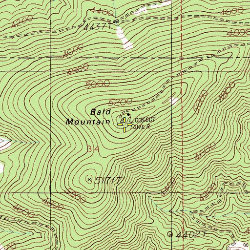 Topographic Map of Bald Mountain, ID