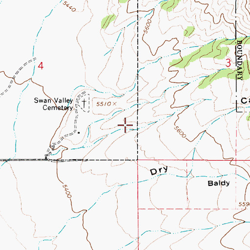 Topographic Map of Baldy Canyon, ID