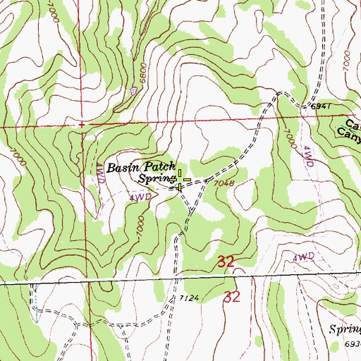 Topographic Map of Basin Patch Spring, ID