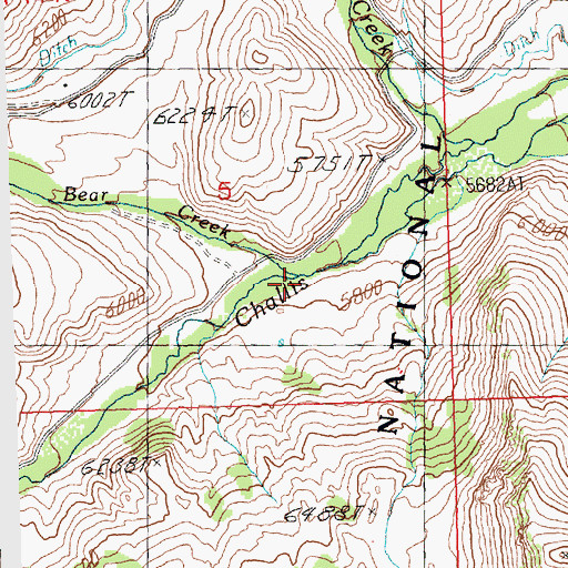 Topographic Map of Bear Creek, ID