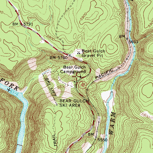Topographic Map of Bear Gulch Campground, ID