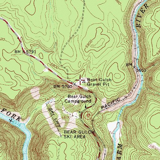 Topographic Map of Bear Gulch Gravel Pit, ID