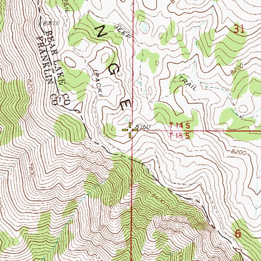 Topographic Map of Bear River Range, ID