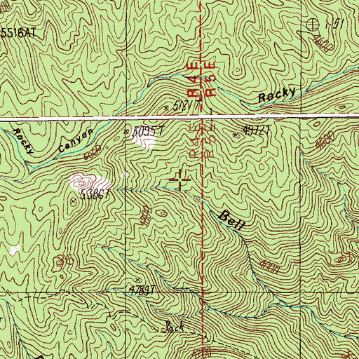 Topographic Map of Bell Creek, ID