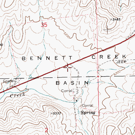 Topographic Map of Bennett Creek Basin, ID