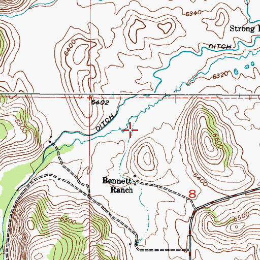 Topographic Map of Bennett Ranch, ID