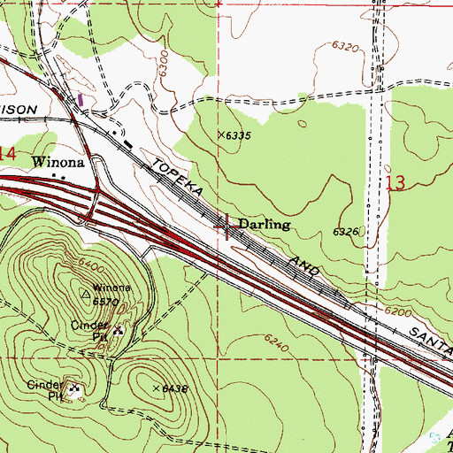 Topographic Map of Darling Railroad Station, AZ