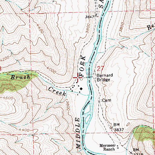 Topographic Map of Bernard Bridge, ID