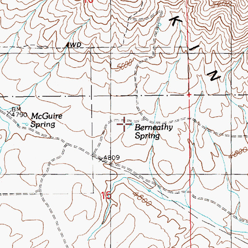 Topographic Map of Berneathy Spring, ID