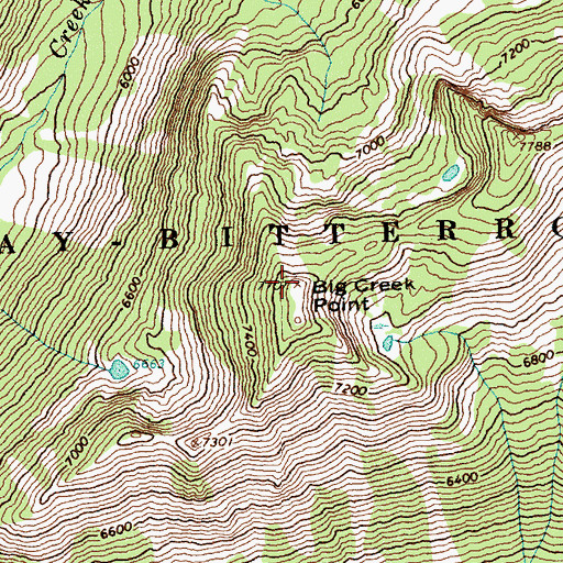 Topographic Map of Big Creek Point, ID