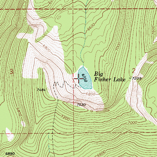 Topographic Map of Big Fisher Lake, ID