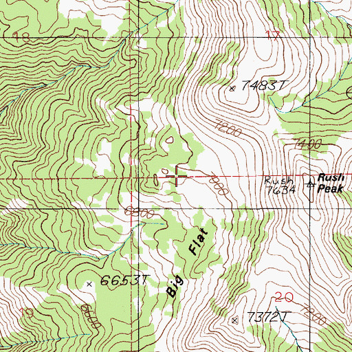 Topographic Map of Big Flat, ID