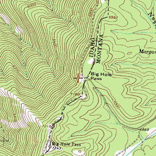 Topographic Map of Big Hole Pass, ID