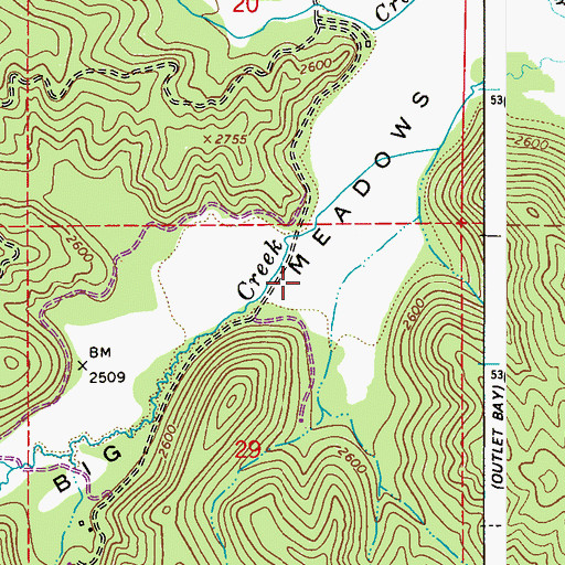 Topographic Map of Big Meadows, ID