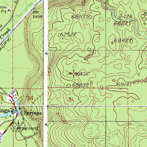 Topographic Map of Big Springs Lookout, ID