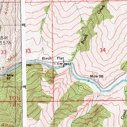 Topographic Map of Birch Creek, ID