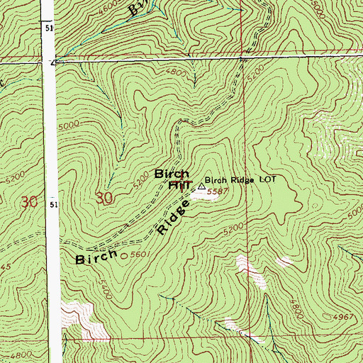 Topographic Map of Birch Hill, ID