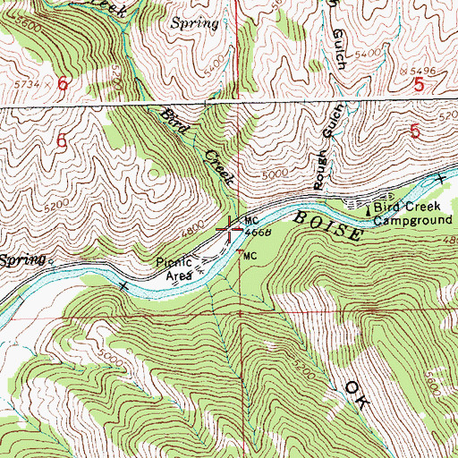 Topographic Map of Bird Creek, ID
