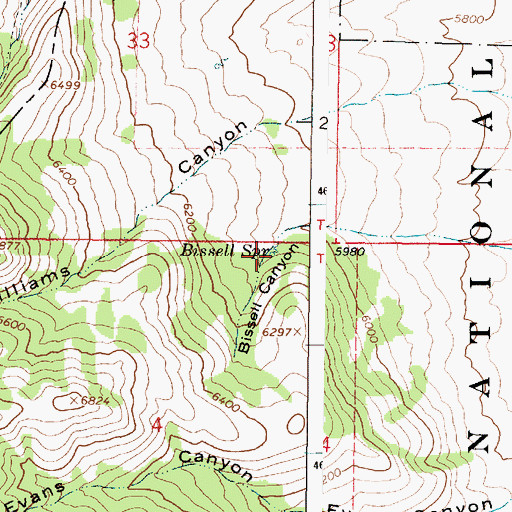 Topographic Map of Bissell Spring, ID
