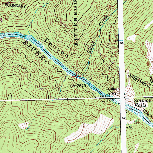 Topographic Map of Black Creek, ID