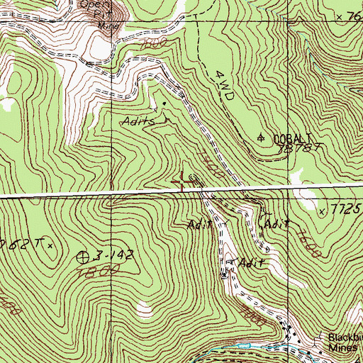 Topographic Map of Blackbird Mine, ID