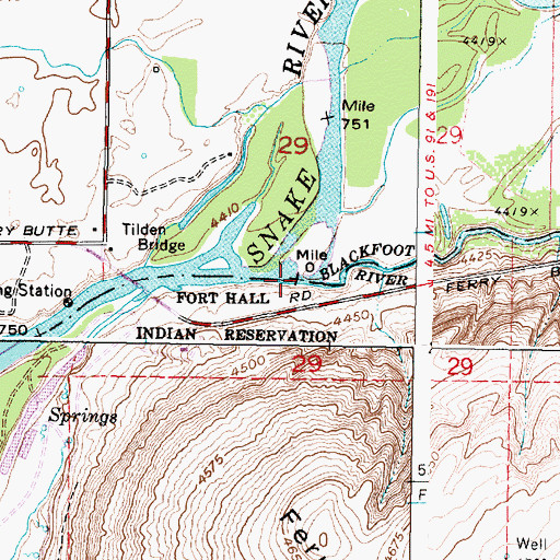 Topographic Map of Blackfoot River, ID